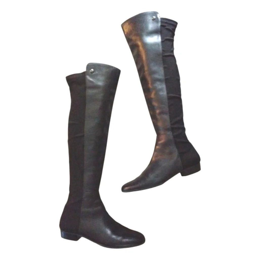 Vince Camuto Karita Knee High Black Leather Over The Knee Boots Size 6.5